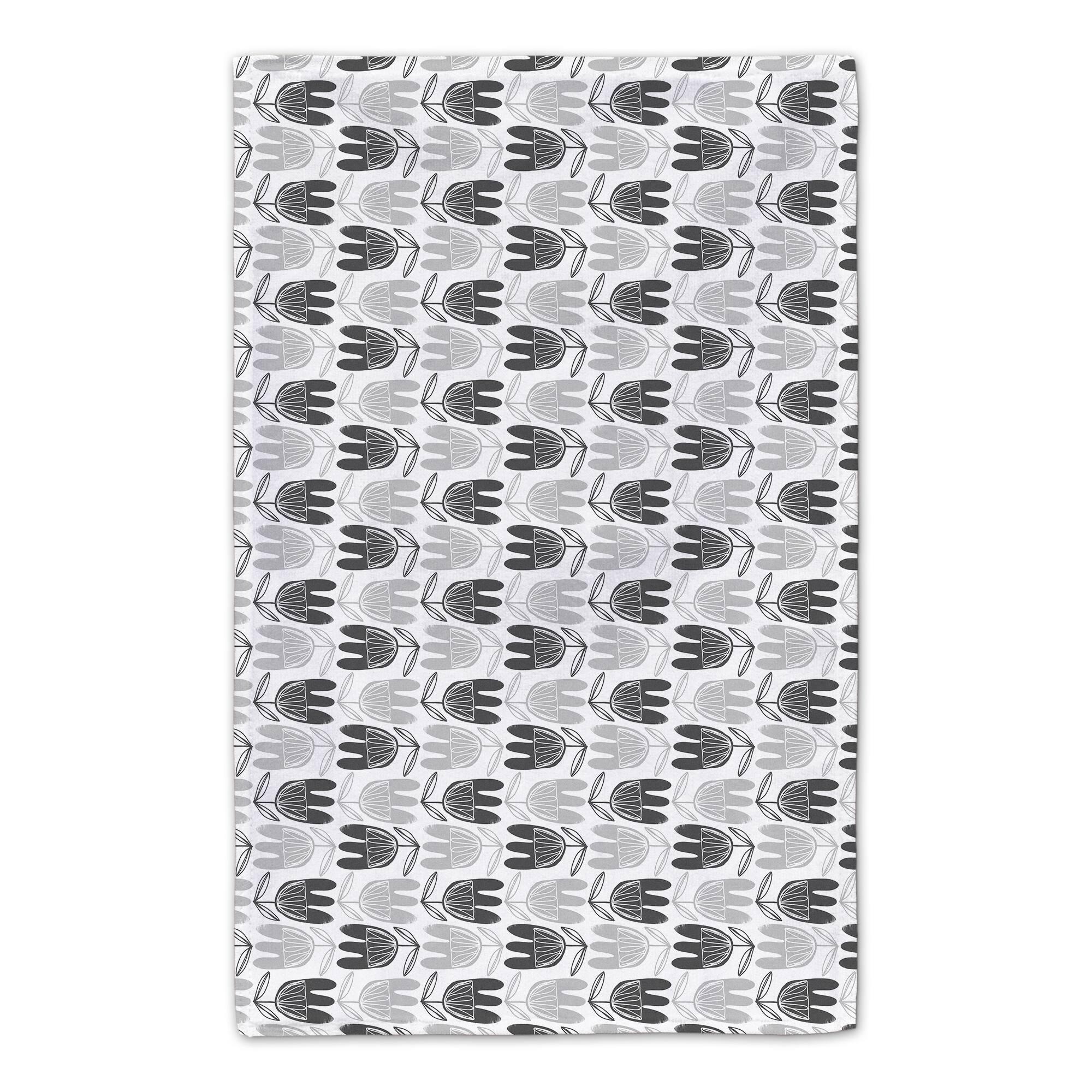 Mid Mod Gray Florals 16" x 25" Tea Towel Set of 2